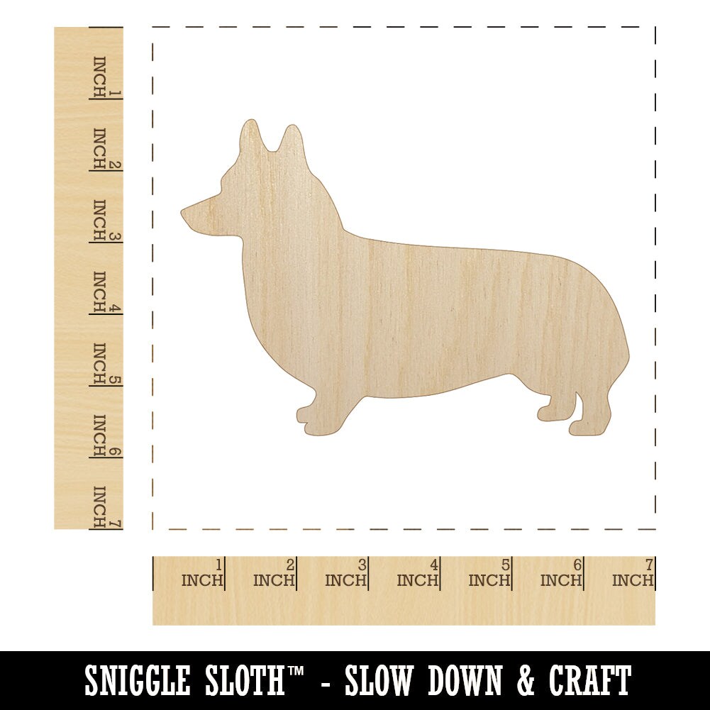 Pembroke Welsh Corgi Dog Solid Unfinished Wood Shape Piece Cutout for DIY Craft Projects