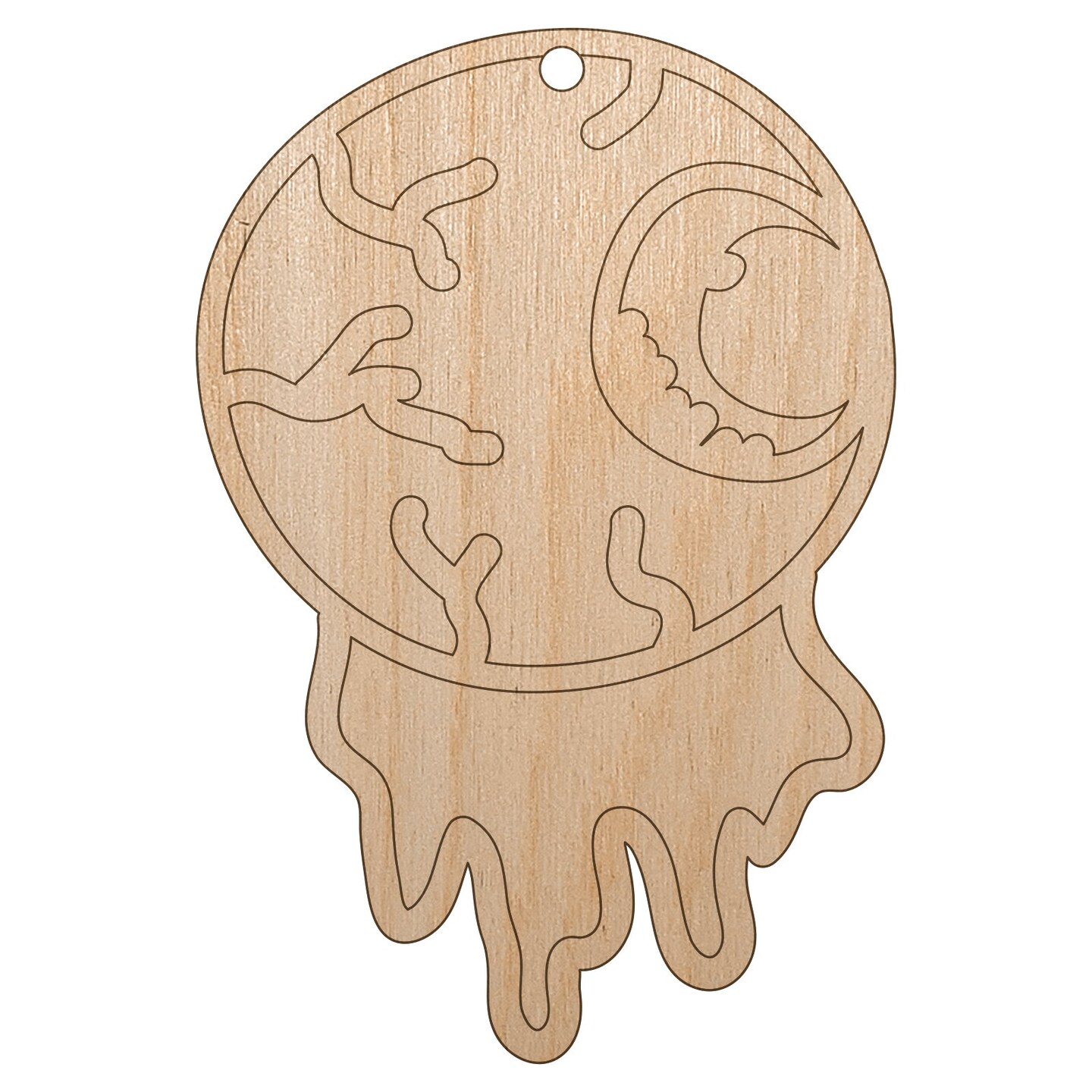 Oozing Eyeball Halloween Unfinished Craft Wood Holiday Christmas Tree DIY Pre-Drilled Ornament