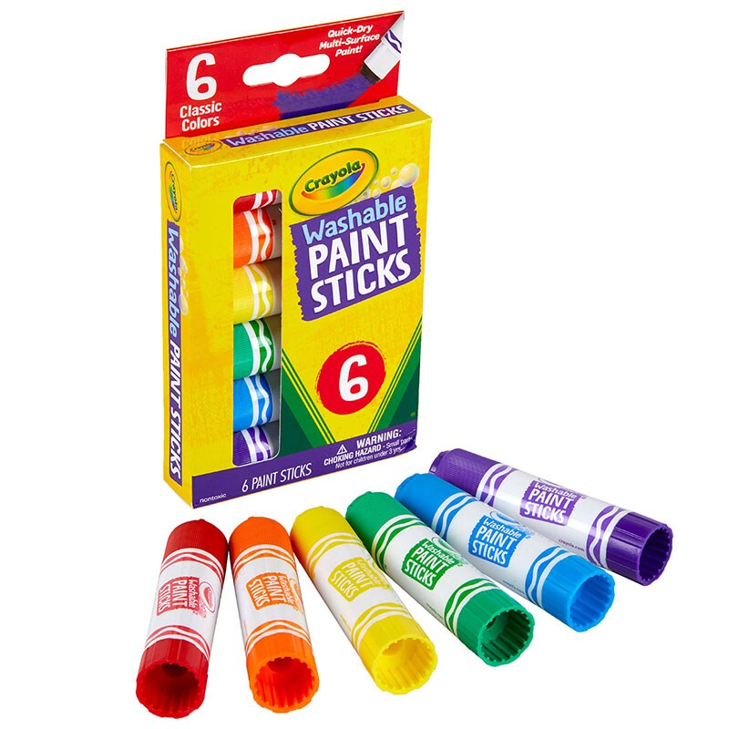 Washable Paint Sticks, 6 colors