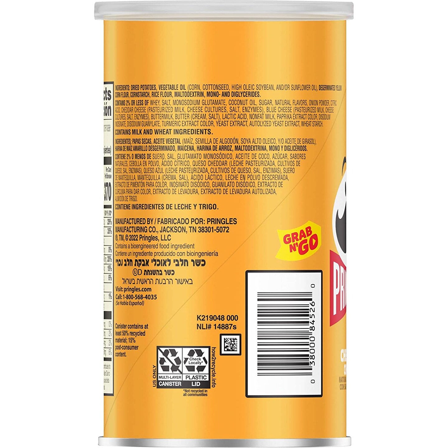 Cheddar Cheese Potato Crisps Chips, Lunch Snacks Pack, 2.5oz - Case of 12