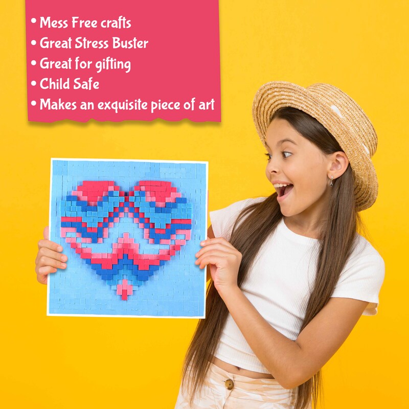 Stick n Stack Mosaic Arts and Crafts for Adults with 3D Foam Stickers - Heart Design - Great Stress Buster Craft Kits for Adults…