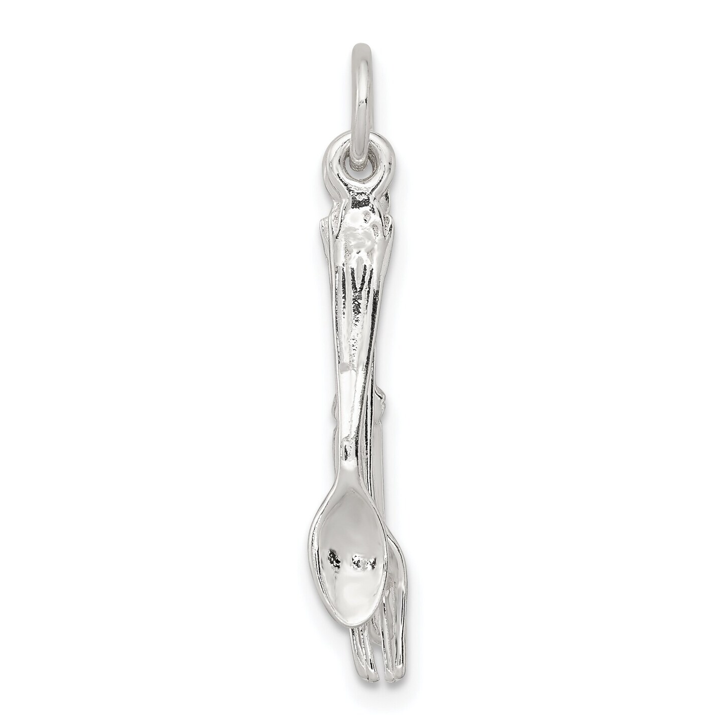 Sterling Silver Knife Fork Spoon Charm Pendant Jewelry 28mm x 10mm