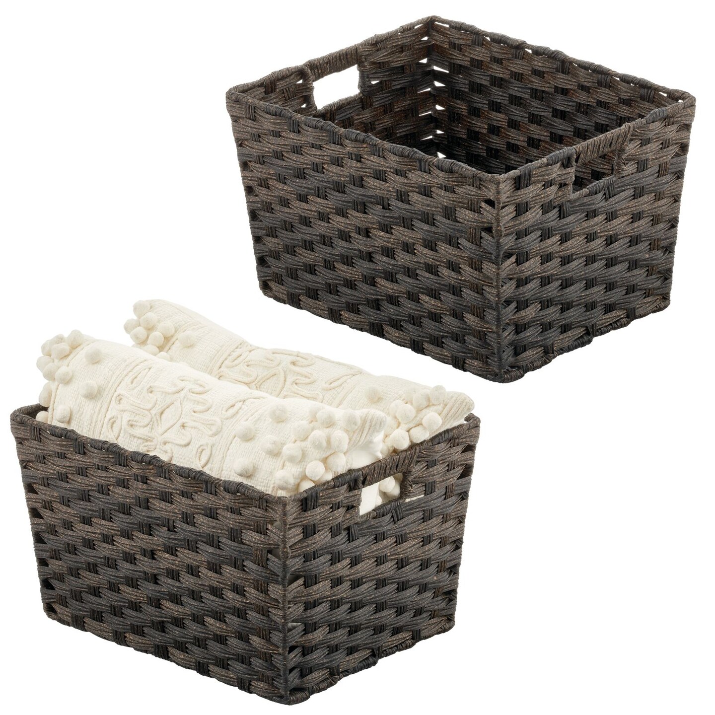 mDesign Wide Rectangular Woven Home Storage Basket Bin, 2 Pack