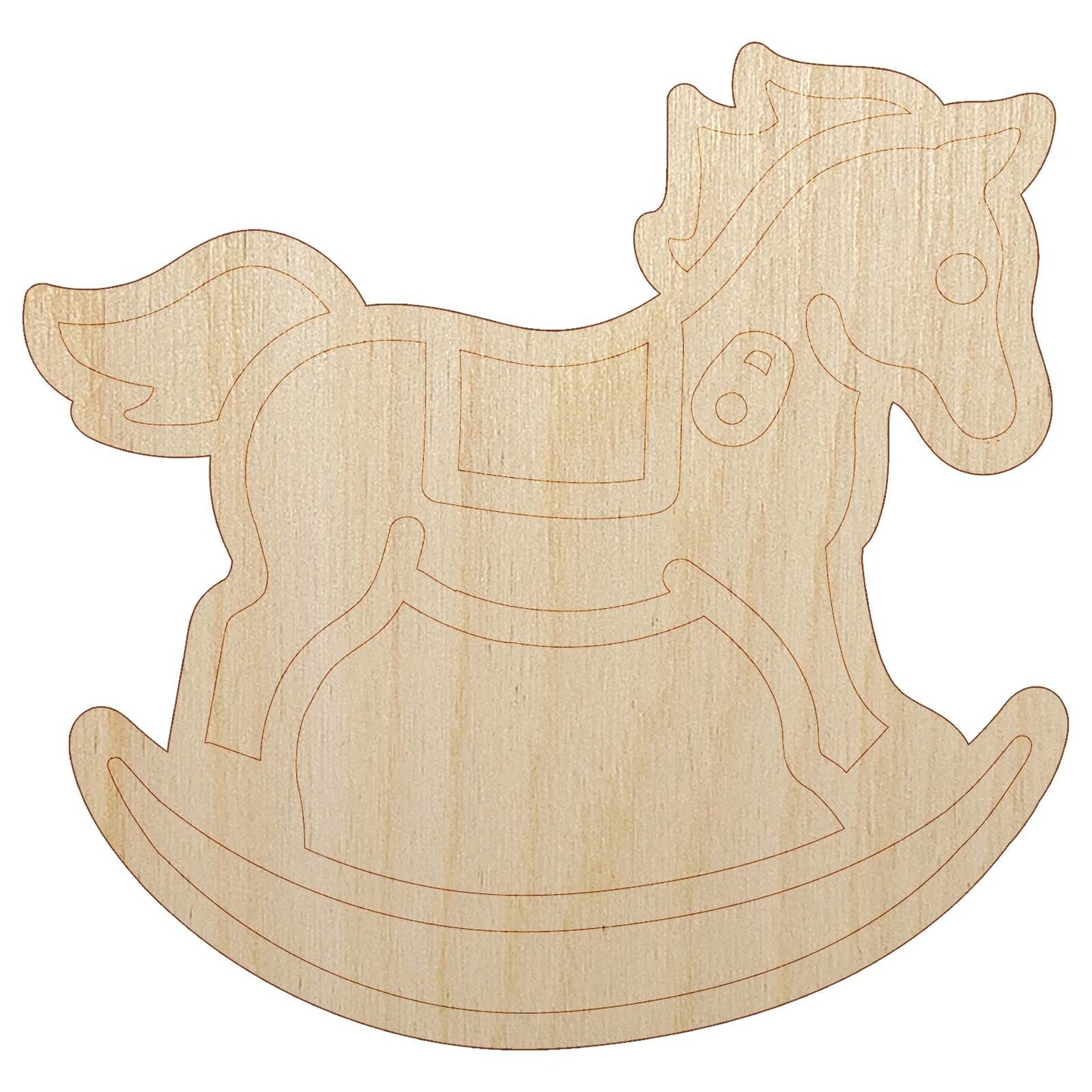 Wooden Rocking Rocker Horse Unfinished Wood Shape Piece Cutout for DIY Craft Projects
