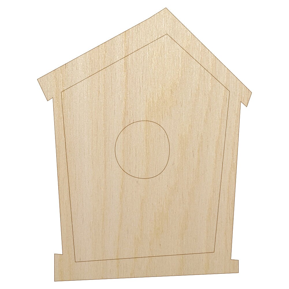 Birdhouse Doodle Unfinished Wood Shape Piece Cutout for DIY Craft Projects