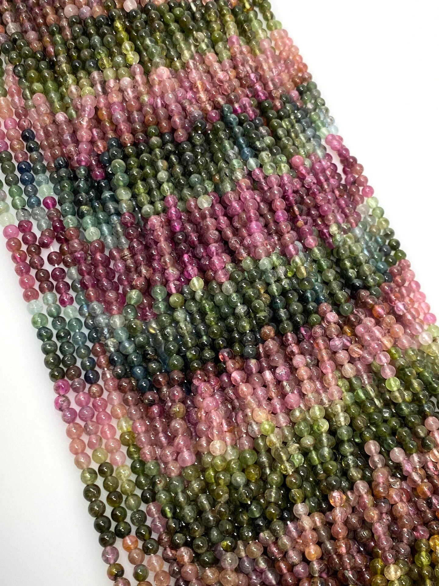 Natural Multi Tourmaline Smooth Gemstone Round Beads, Multi Color - 13", 3.75mm - 4mm