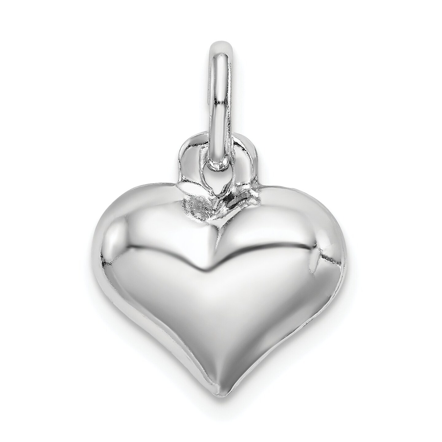 Sterling Silver Puffed Heart Charm &#x26; 18&#x22; Chain Jewerly 32.5mm x 24.6mm