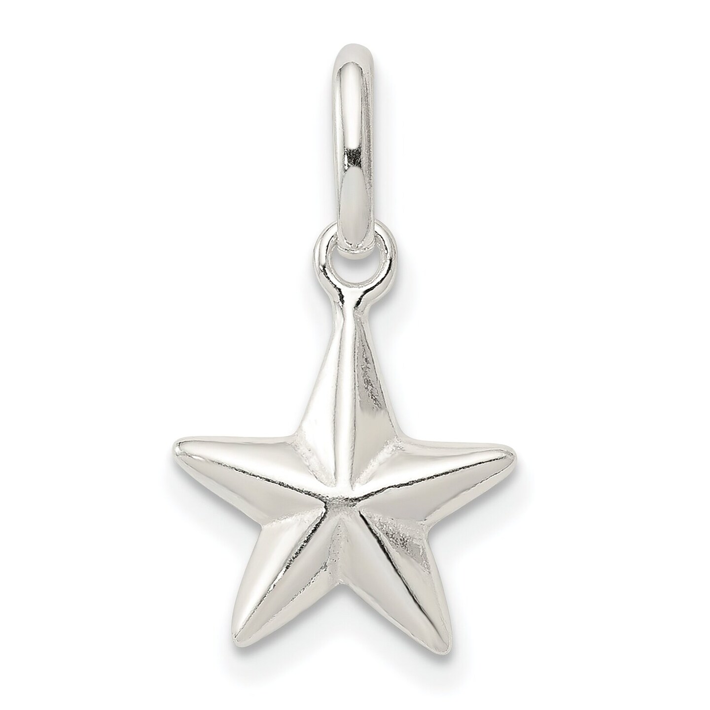 Sterling Silver Star Charm Pendant Celestial Jewelry 18mm x 12mm