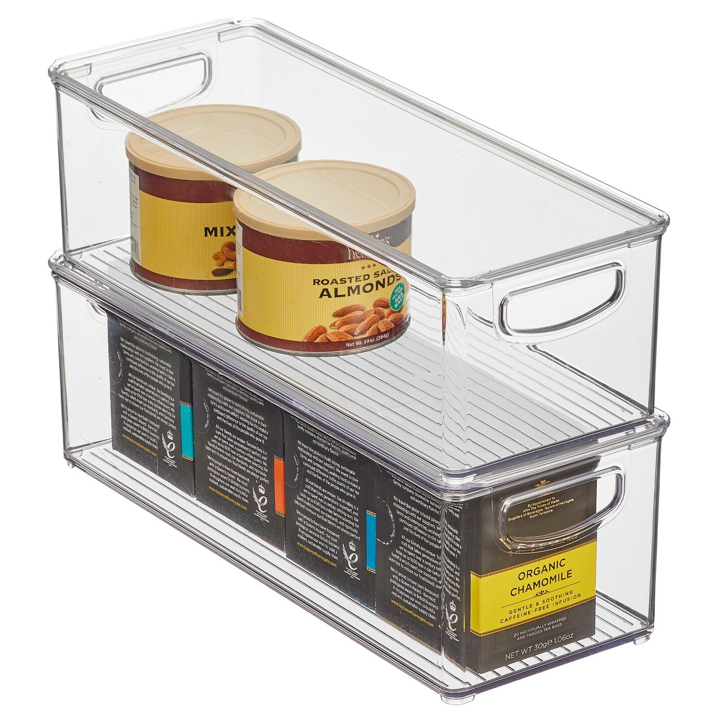 MDesign Plastic Stackable Kitchen Pantry Food Storage Bin and Lid - 2 Pack