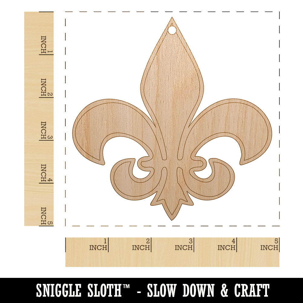 Fleur de Lis Outline Unfinished Craft Wood Holiday Christmas Tree DIY Pre-Drilled Ornament