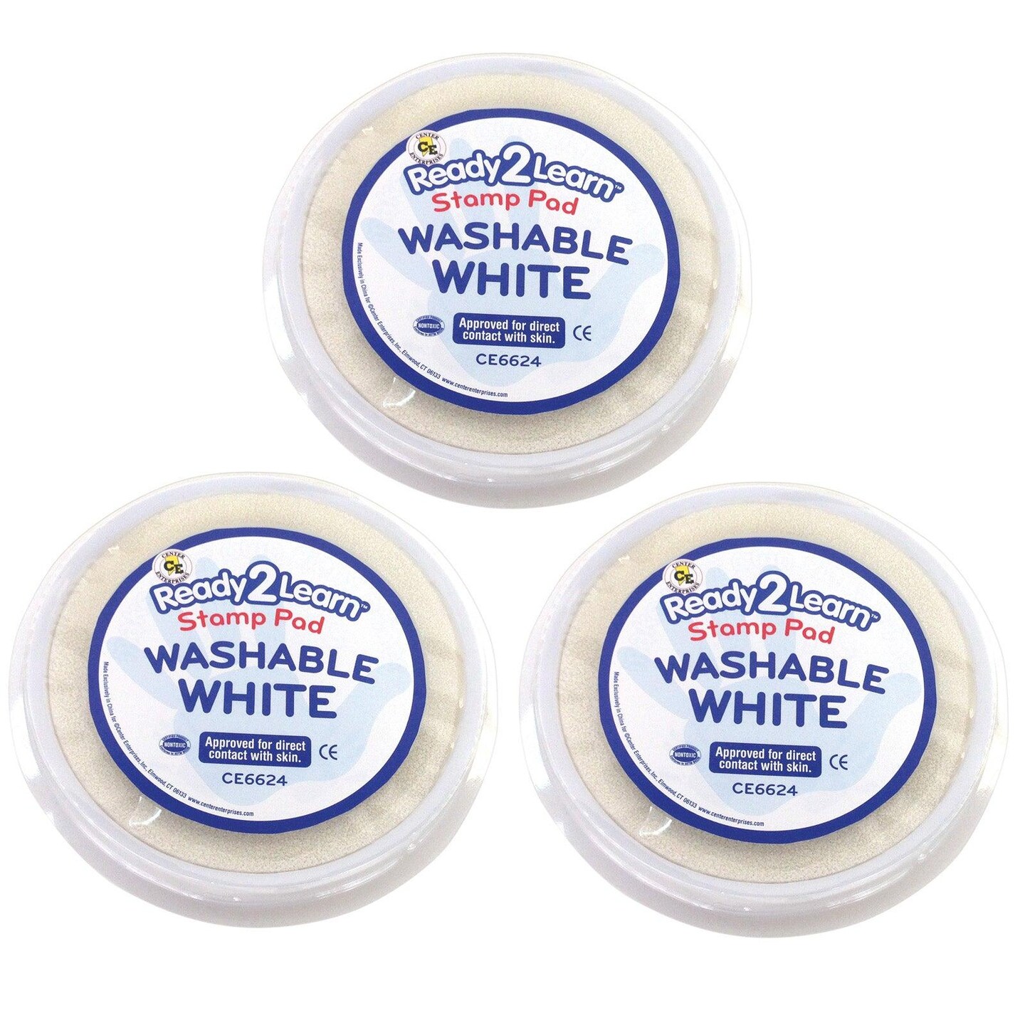 Jumbo Circular Washable Stamp Pad - White - 5.75&#x22; dia. - Pack of 3