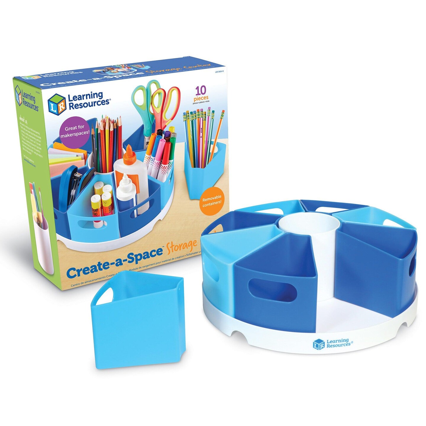 10 Piece set Art/Desk Organizer for Kids, Crayon/Homeschool Organizers and Storage Blue