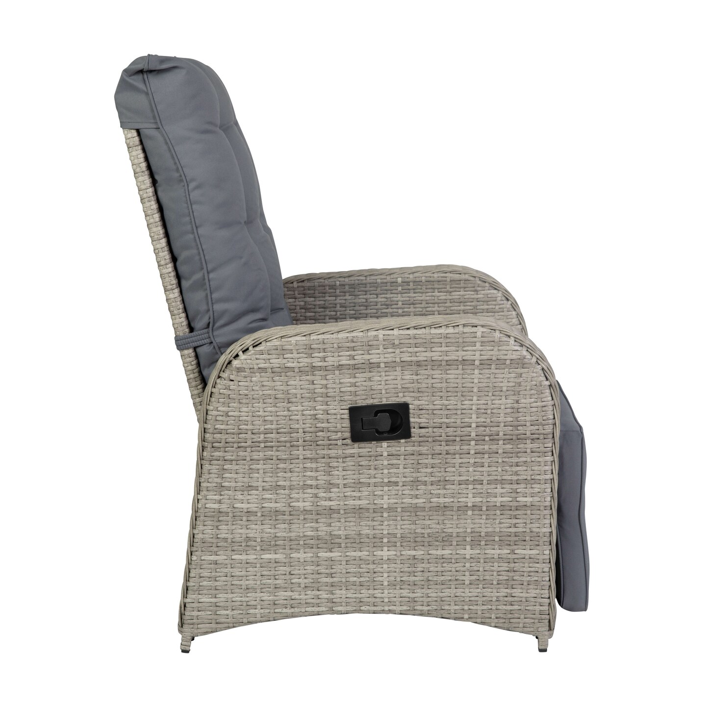 Merrick Lane Selci Set of 2 Modern Style Patio Wicker Rattan Indoor/Outdoor Recliner Lounge Chairs with Side Tables and Adjustable Backs
