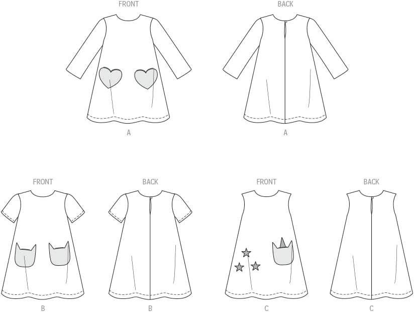Children's Novelty Dress Sewing Pattern Packet, Design Code S9365, Sizes 3-4-5-6-7-8, Multicolor