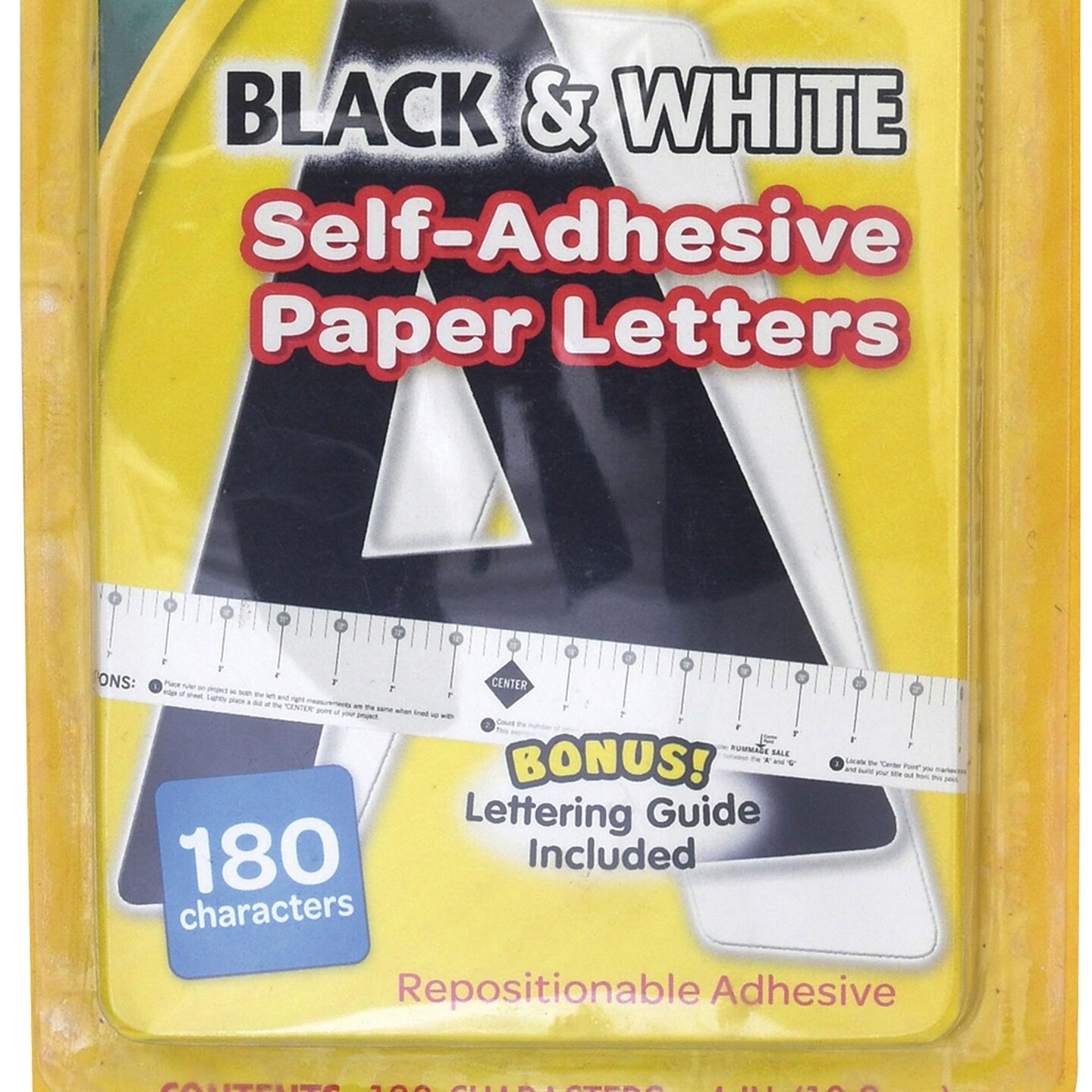 Self-Adhesive Paper Letters, Black & White, 4", 180 Characters Per Pack, 6 Packs