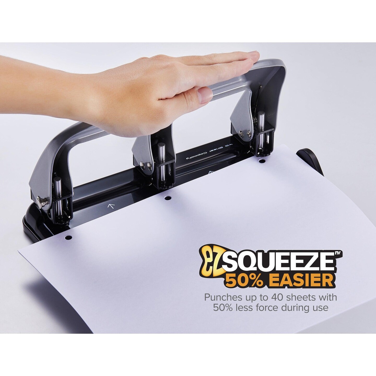 EZ Squeeze&#x2122; 3-Hole Punch, 40 Sheets, Silver