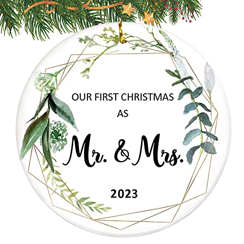 First Christmas Married Ornament 2023, Wedding Gifts for Couple, Our First Christmas as Mr Mrs Gifts, Bridal Shower Gift, Just Married Ornaments, 1st Year Wedding Ornament for Newlywed