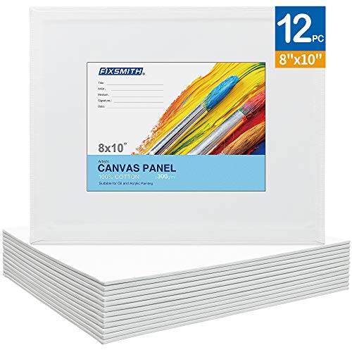 12 Pack Painting-Canvas-Panels,8x10 Inch Canvas Board Super Value Canvases,100% Cotton,Primed Canvas Panel,Acid Free,Artist Canvas Boards for Professionals,Hobby Painters,Students &#x26; Kids.
