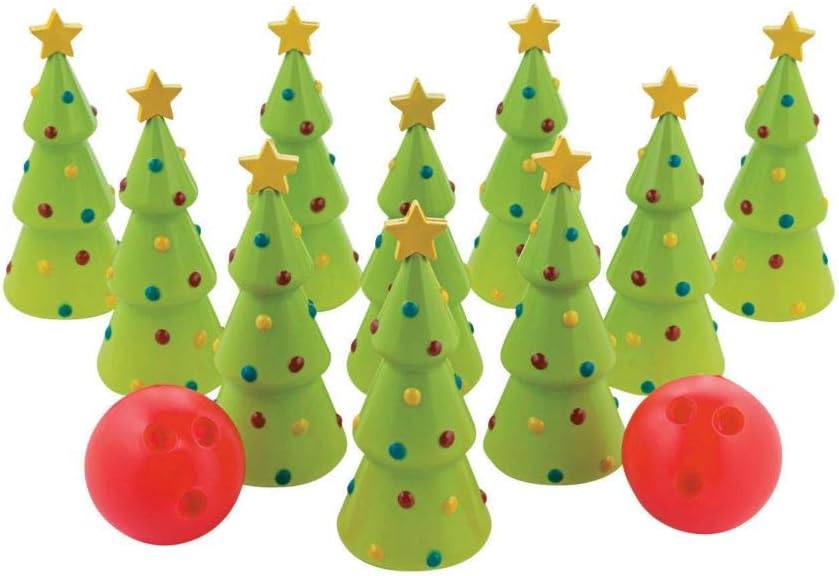 Holiday Christmas Bowling Set (comes with 10 pins and 2 balls) Christmas Party Games