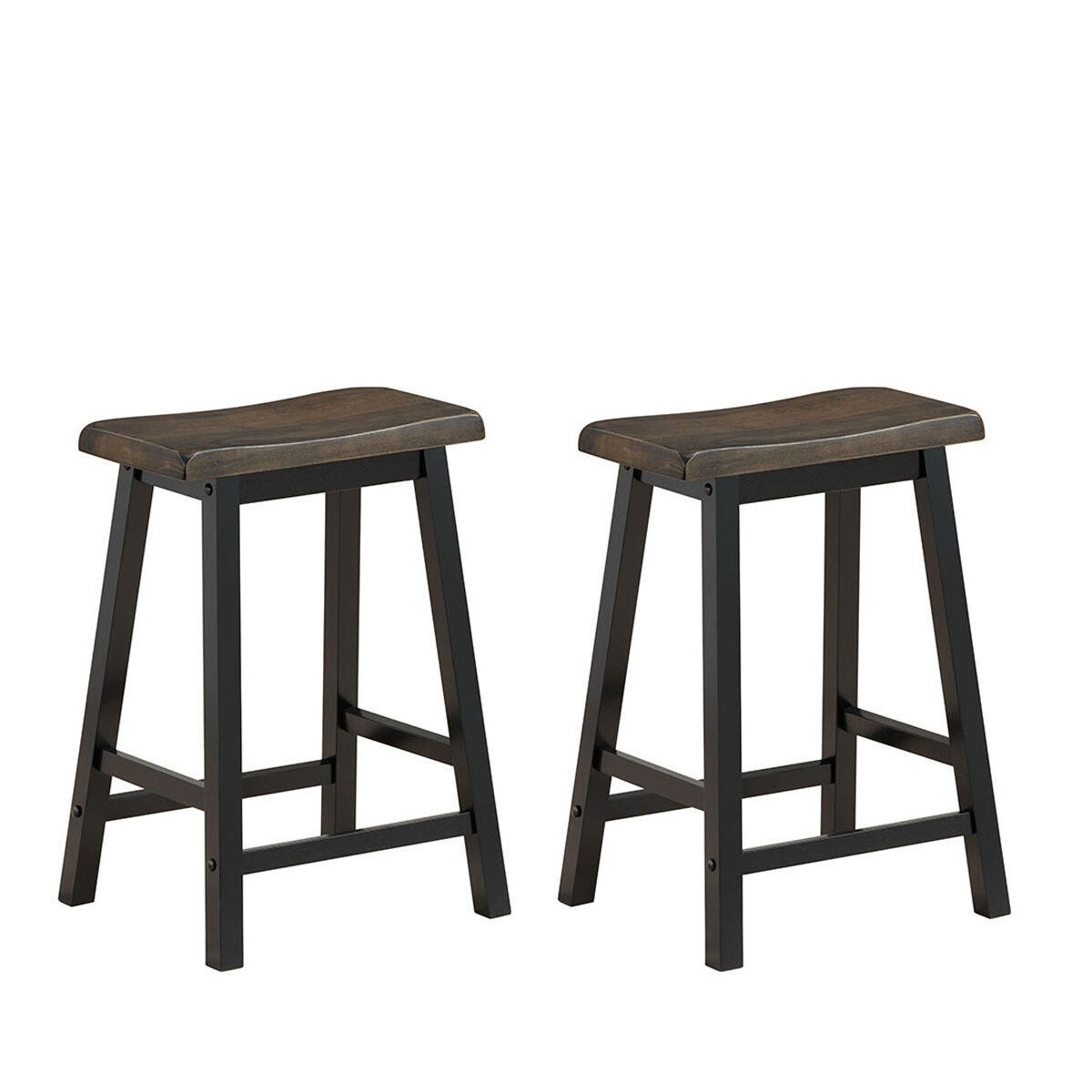 Gymax Set of 2 Bar Stools 24H Saddle Seat Pub Chair Home Kitchen Dining Room Gray