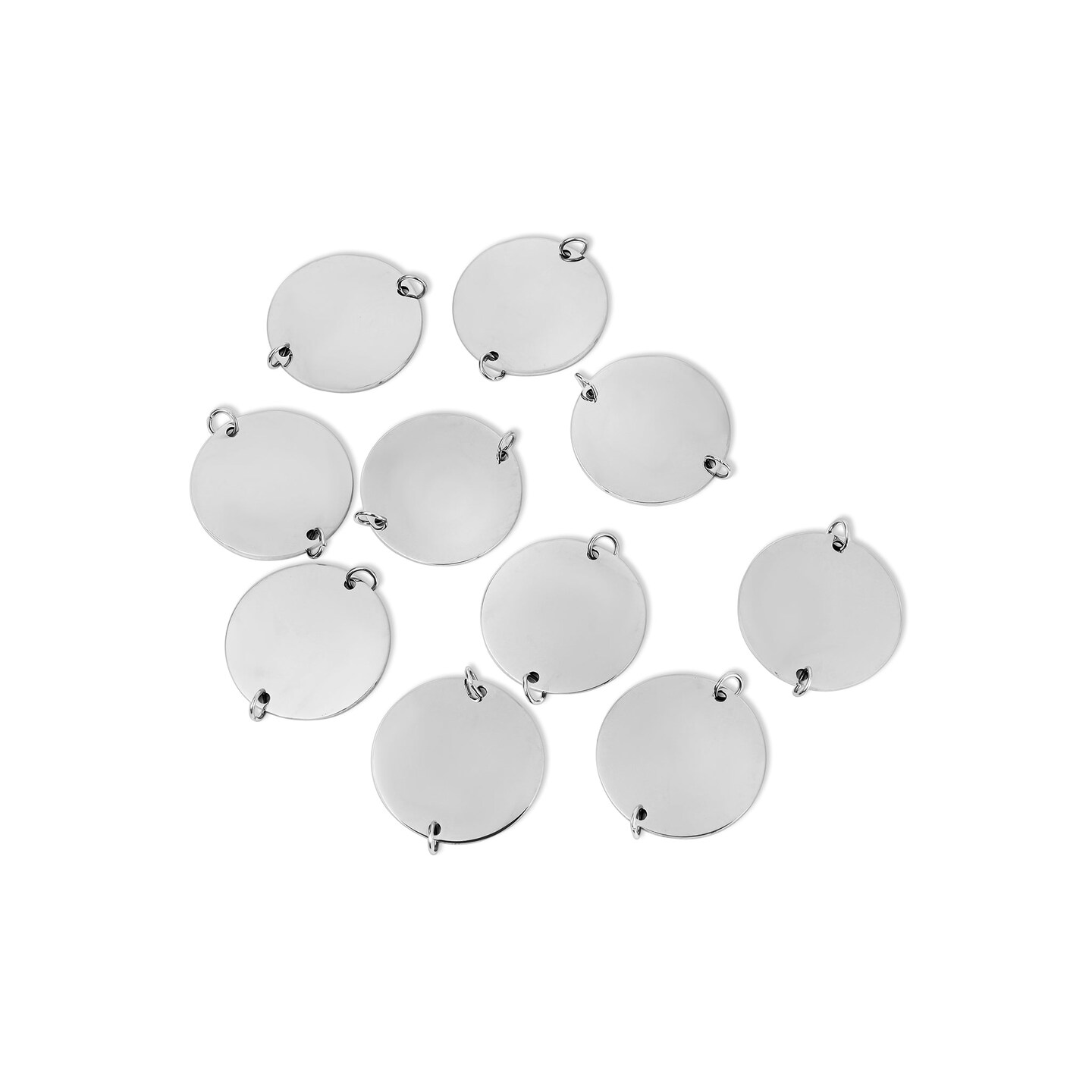 10 Pack - Polished Blank Stainless Steel Round Pendant