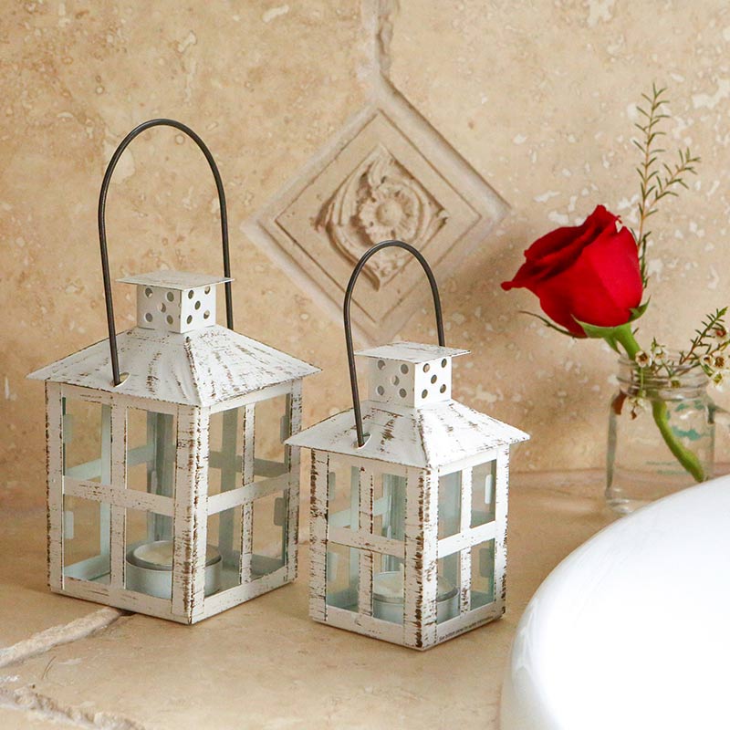 Kate Aspen Mini Decorative Lanterns - Set of 12 or 24 - Vintage Metal Lantern Candle Holders for Wedding Centerpiece