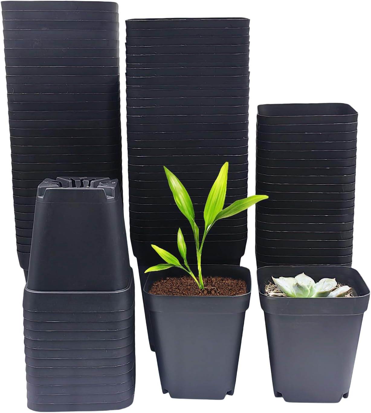 RooTrimmer Black 90-Pack 3.54" Square Plastic Nursery Seedling Flower Pots