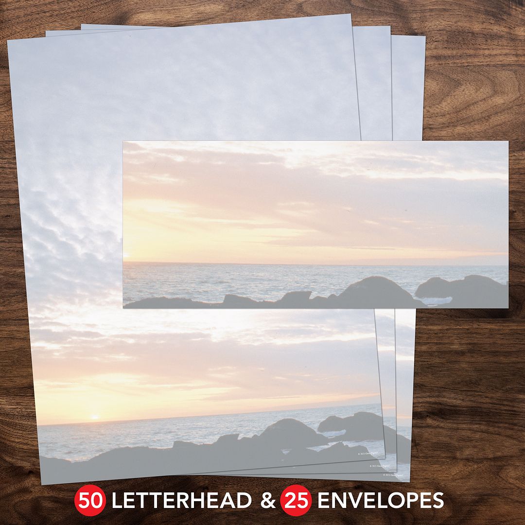 Great Papers! Horizon 2-Sided 8.5" x 11" Letterhead and #10 Envelope Scenic Stationery Set, 50 Stationery Sheets with 2-sided printing, and 25 Matching #10 Envelopes, Printer compatible