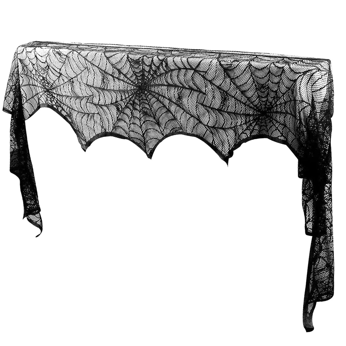 Global Phoenix Halloween Decoration Black Lace Spiderweb Fireplace Mantle Scarf Cover Festive Party Supplies Fireplace Scarf