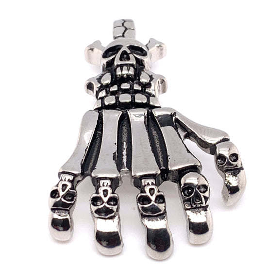 Halloween Stainless Steel Skull Skeleton Hand Pendant