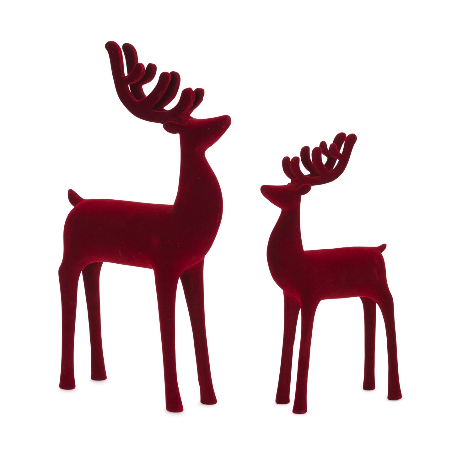 Melrose Set of 2 Velvet Deer with Antlers Figurines 14.75&#x22;