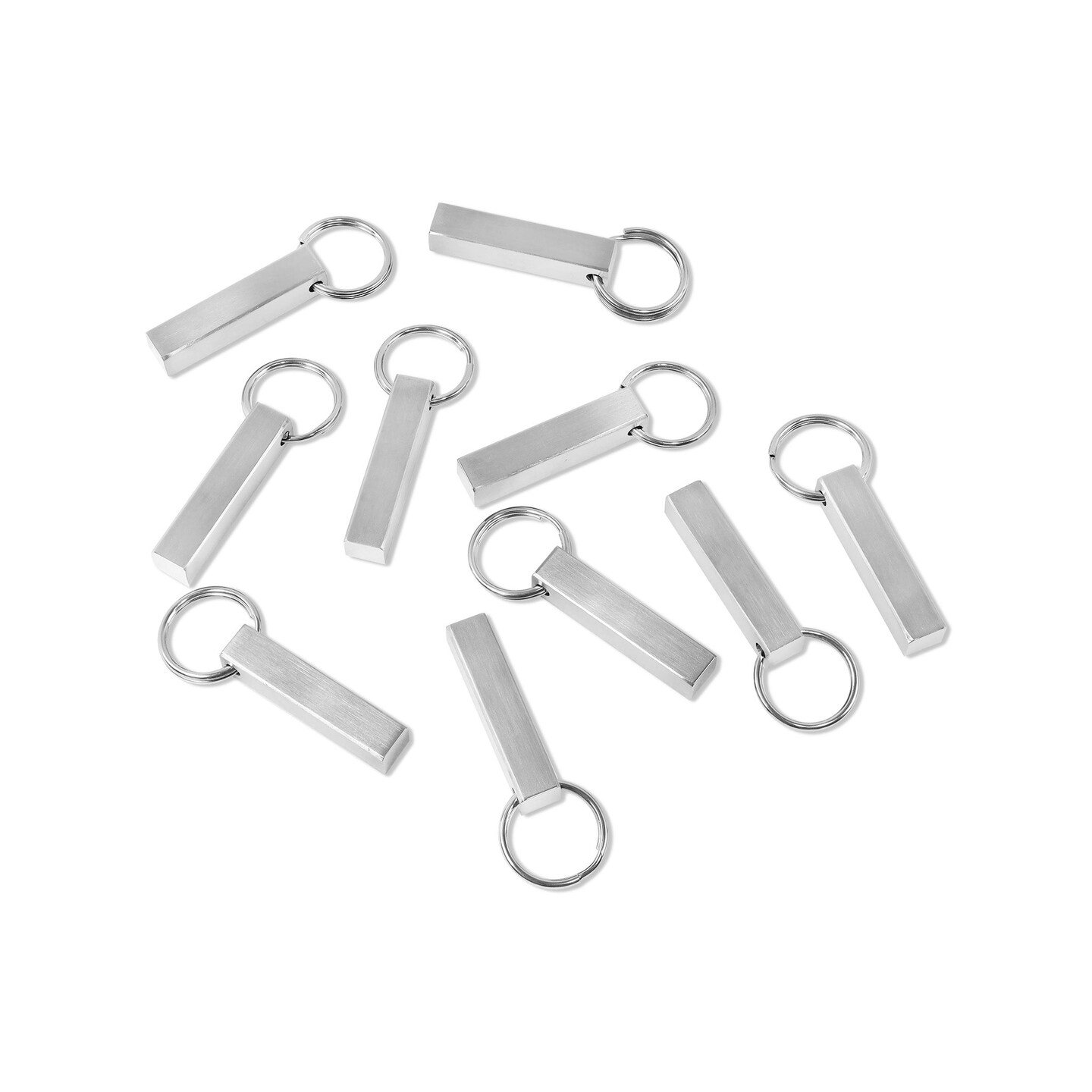 10 Pack - Stainless Steel Blank 4 Sided Keychain