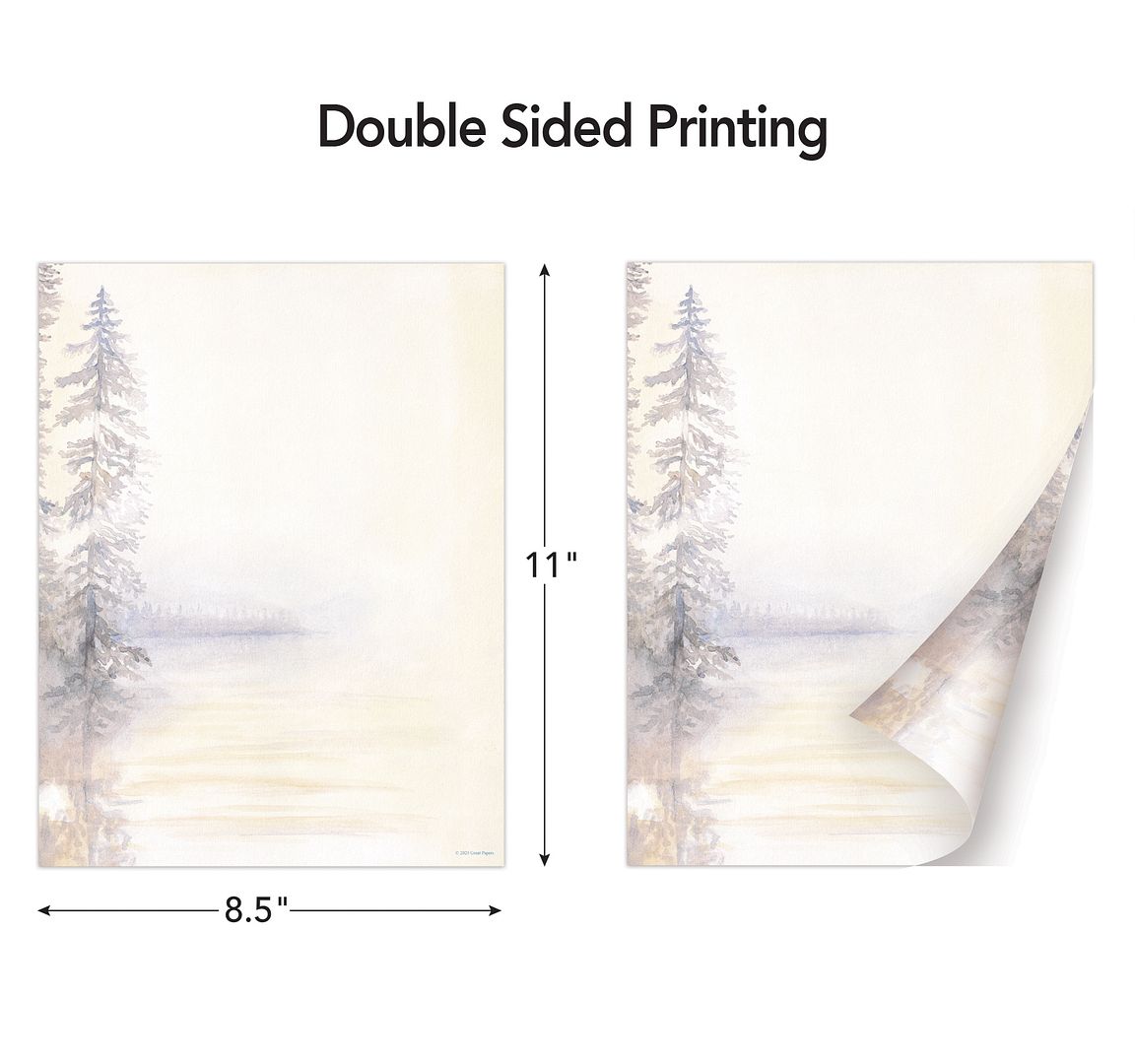 Great Papers!Morning Mist 2-Sided 8.5&#x22; x 11&#x22; Letterhead and #10 Envelope Scenic Stationery Set, 50 Stationery Sheets with 2-sided printing, and 25 Matching #10 Envelopes, Printer compatible