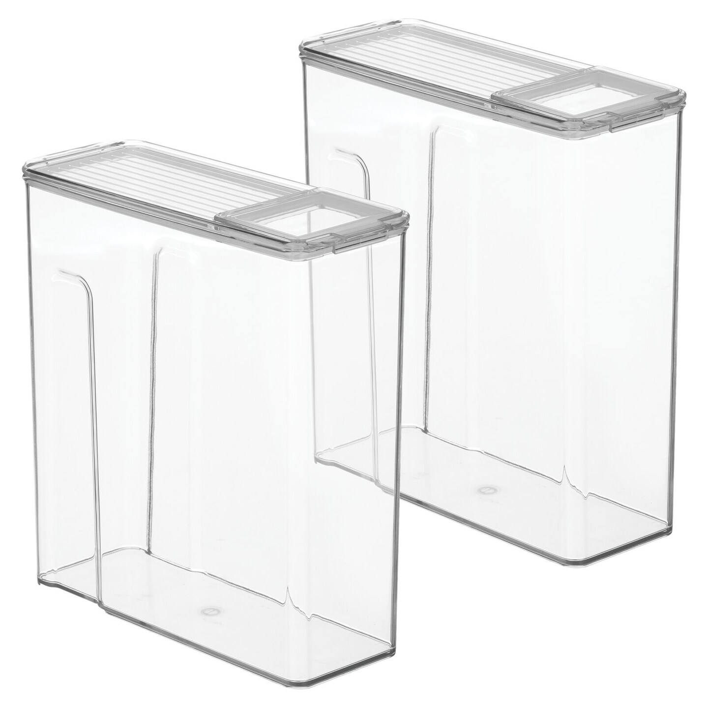 mDesign Airtight Plastic 4.8 Quart Cereal Storage Container, Lid, 2 Pack, Clear