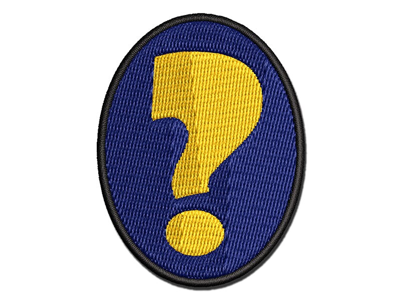 Question Mark Bold Multi-Color Embroidered Iron-On Patch Applique ...