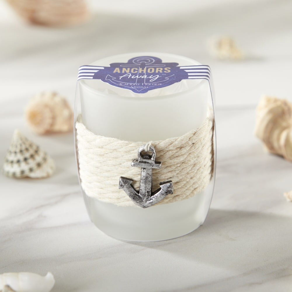 Kate Aspen 24PCS Tea Light Holder, Anchors Away Rope Tealight Candle Votives, Beach Theme Decorations, Favors Decor for Wedding, Bachelorette or Bridal Shower