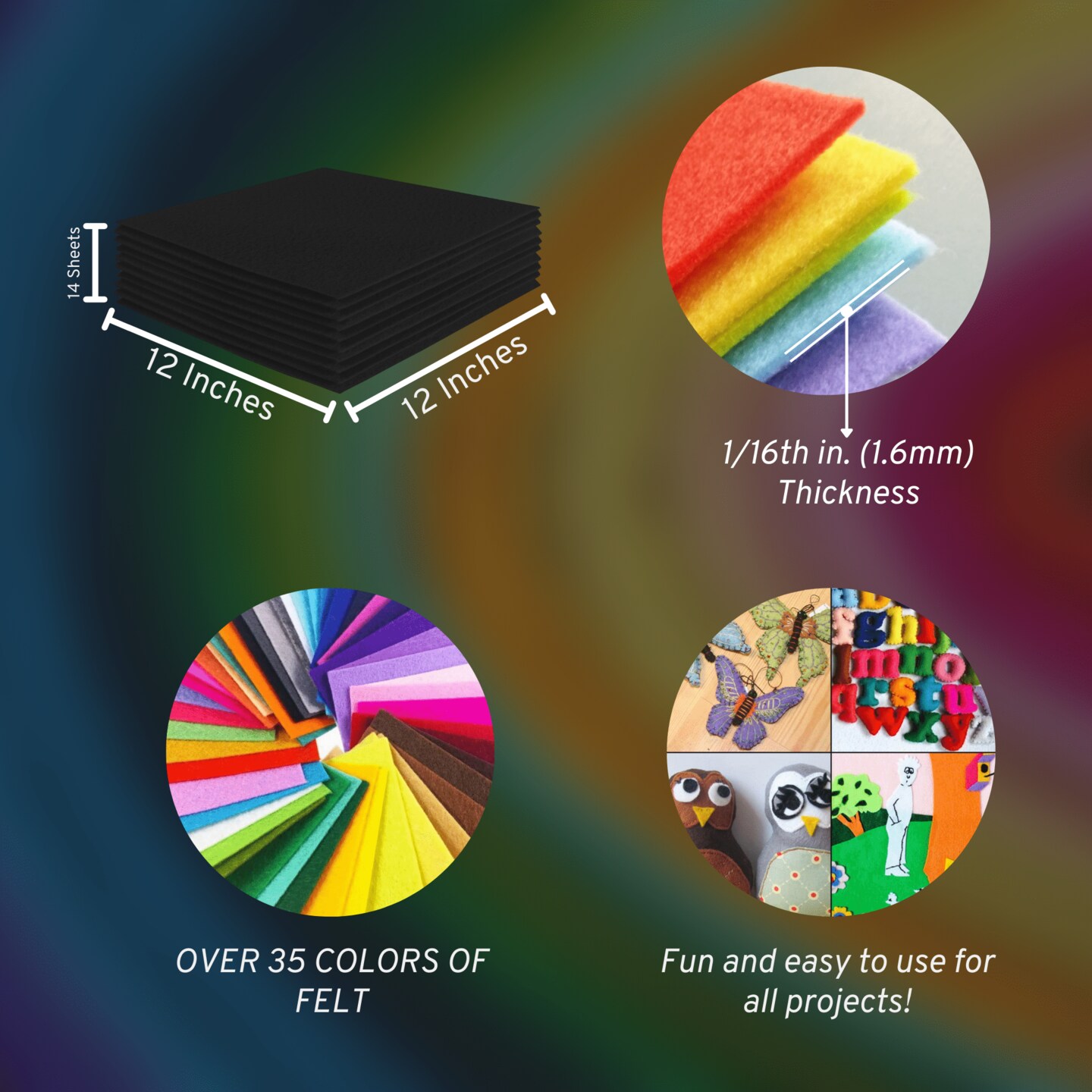 12&#x22; x 12&#x22; Acrylic Felt Sheets by FabricLA
