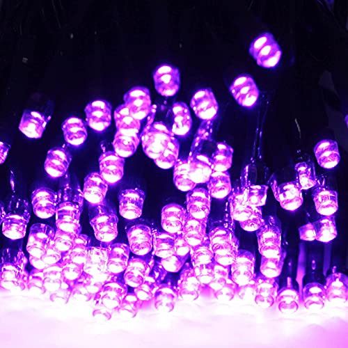 2-Pack Super-Long  Each 85FT Solar Halloween Lights Outdoor Waterproof, Upgraded Super Bright 8 Lighting Modes 480 LED Solar Outdoor String Lights for Halloween Decorations Party Garden Yard (Purple)