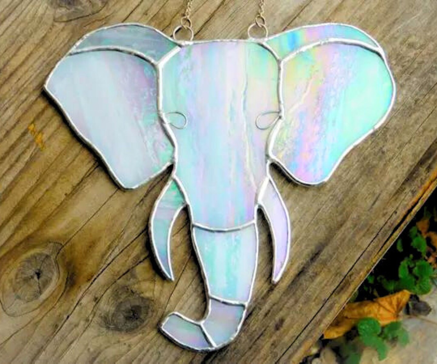 Deals Retro stained glass elephant ear suncatcher