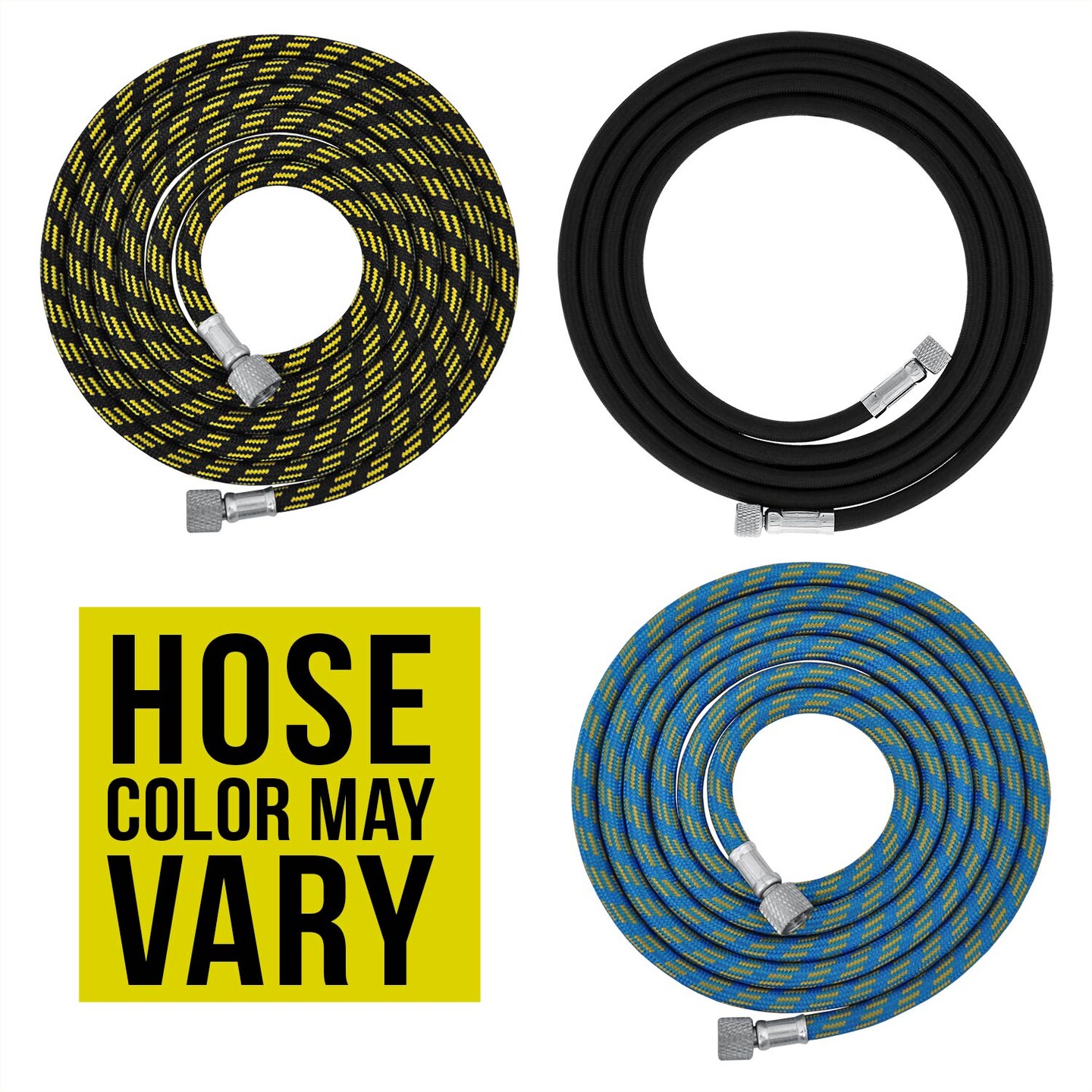Premium 6 Foot Nylon Braided Airbrush Hose - 1/8" BSP Air Brush Adapter Fitting Connectors on Both Ends (Hose color may vary)
