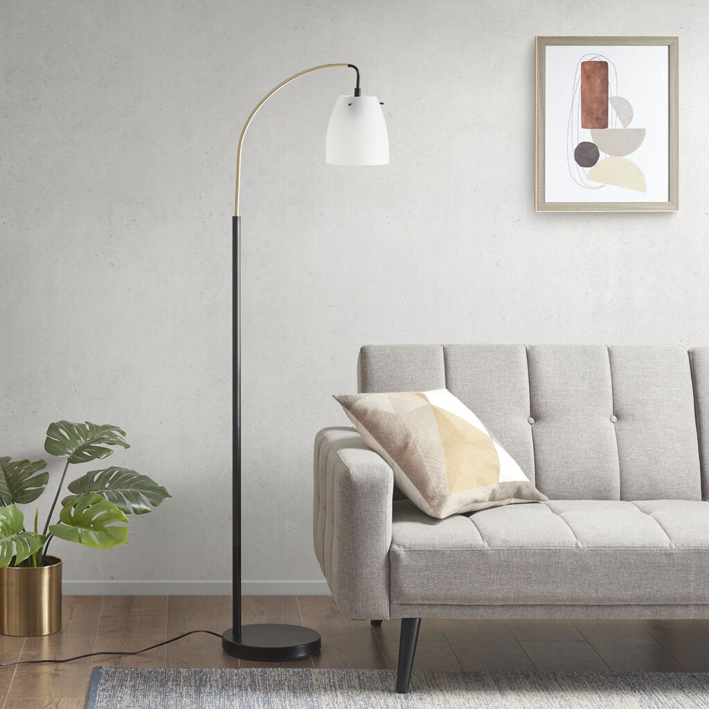 Gracie Mills Arched Metal Floor Lamp with Frosted Glass Shade Michaels
