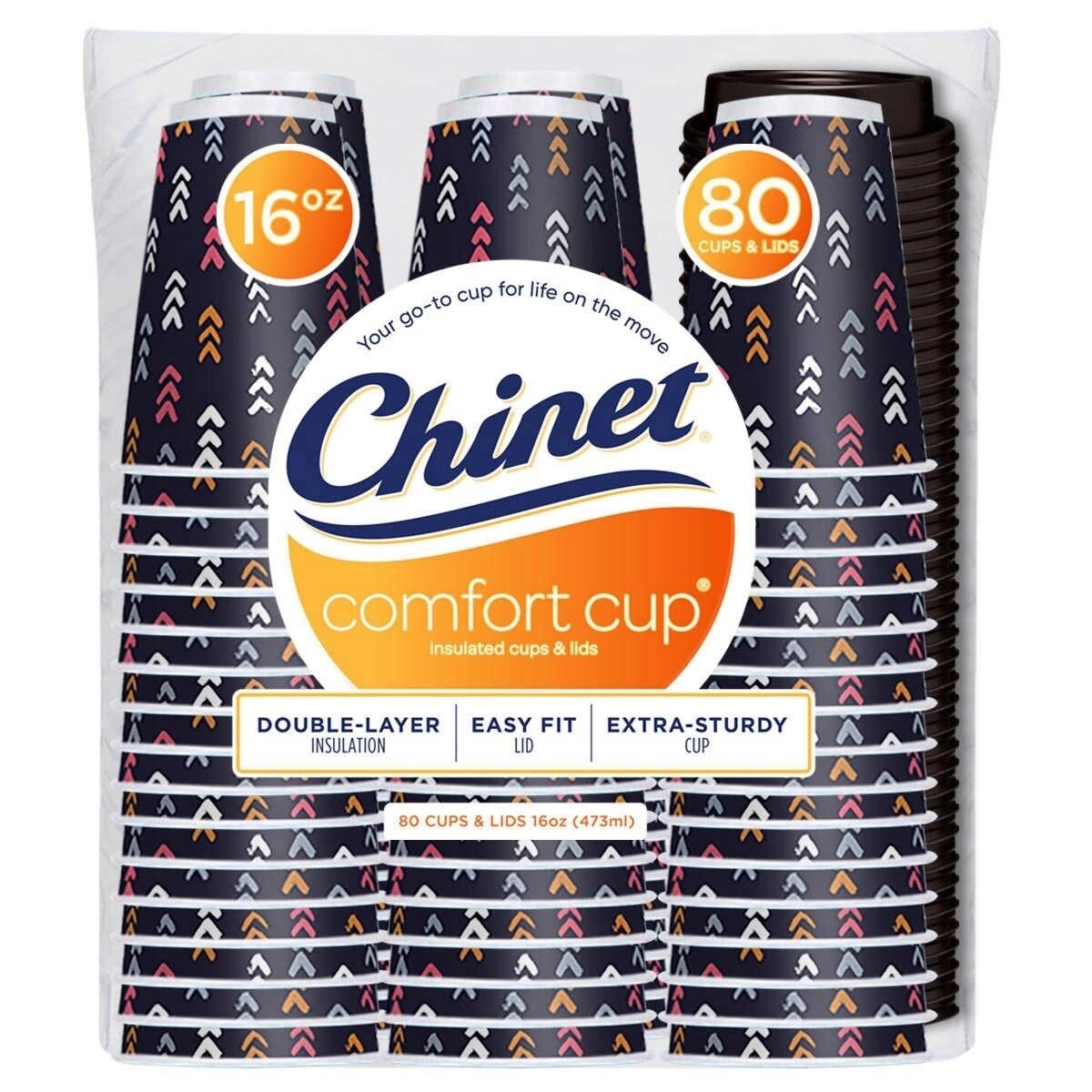 Chinet Comfort Cup 16 Ounce Insulated Cups And Lids 80 Count