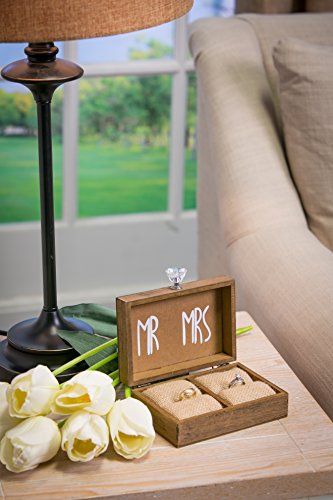 Cypress Home Wedding Decor &#x201C;and Then Two Become One&#x201D; Mr. and Mrs. Wooden Ring Holder Decorative Box - 5&#x201D;W x 6&#x201D;D x 2&#x201D;H Elegant Wedding Proposal Rustic Gift Box