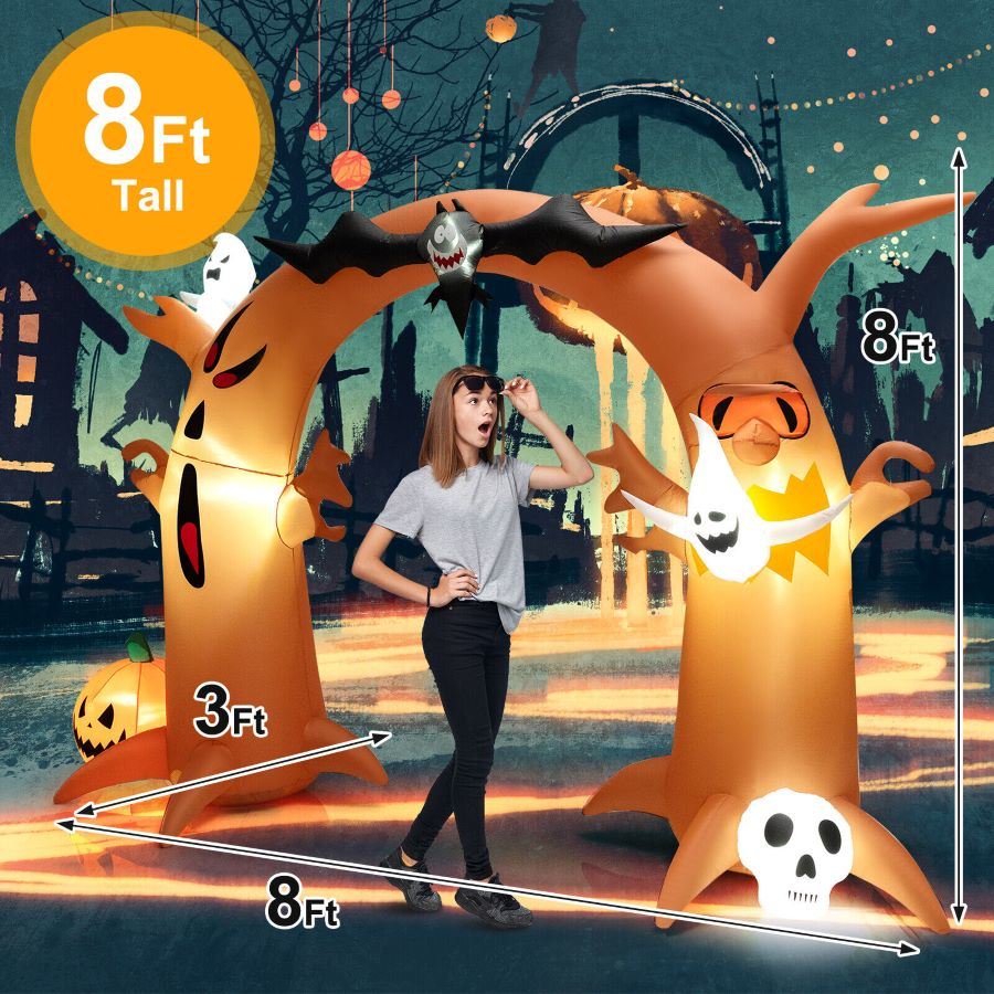 Halloween Outdoor Spooky Tree Monster Ghost Blow Up Yard Decoration With Built-In Led Lights
