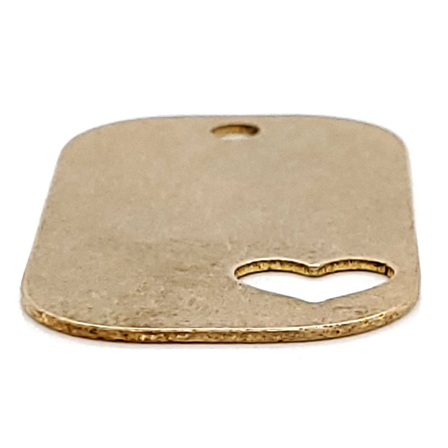 Brass Blank Heart Cutout Dog Tag Pendant