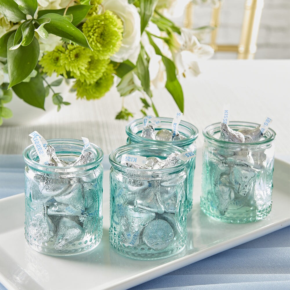 Vintage Blue Glass Tea Light Holder (Set of 8)