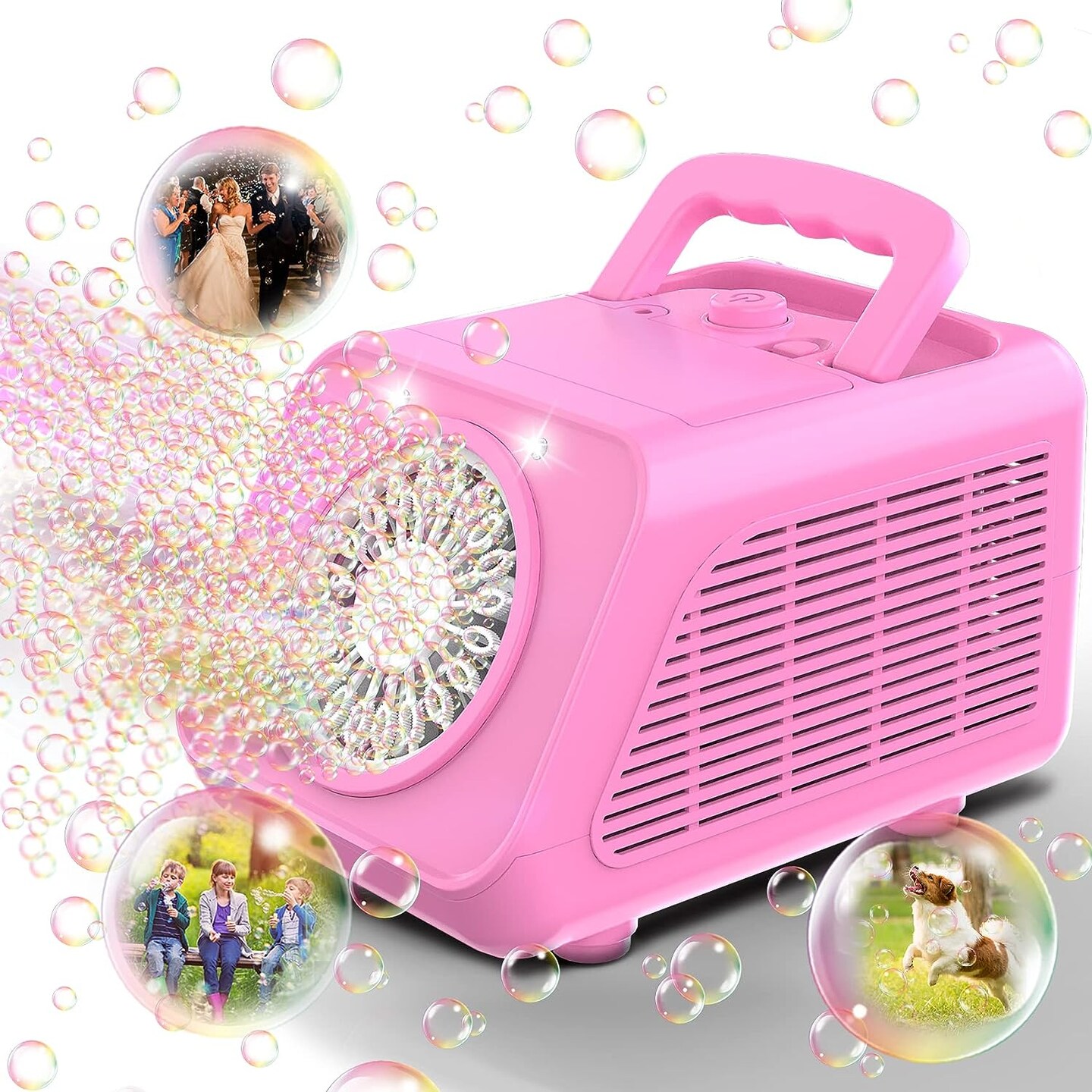 Bubble Machine Portable Automatic Bubble Blower for Kids-Pink