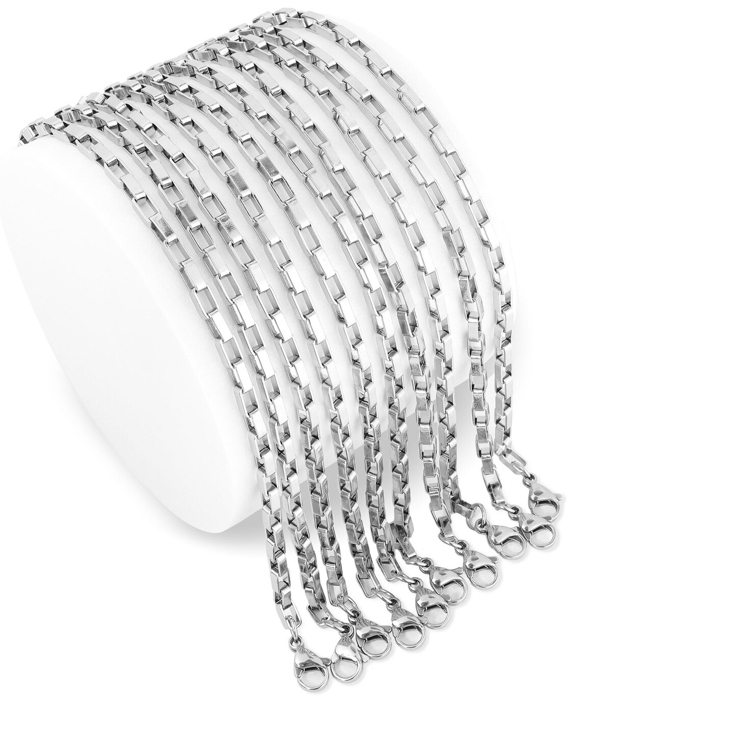 10 Pack - 10&#x22; Stainless Steel Marine Chain Necklace