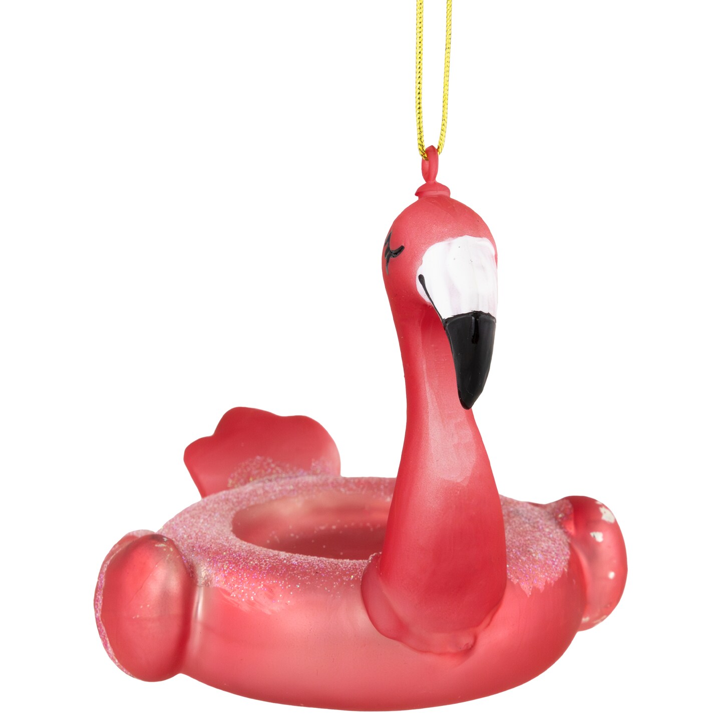 Northlight 3.5&#x22; Pink Flamingo Pool Float Glass Christmas Ornament