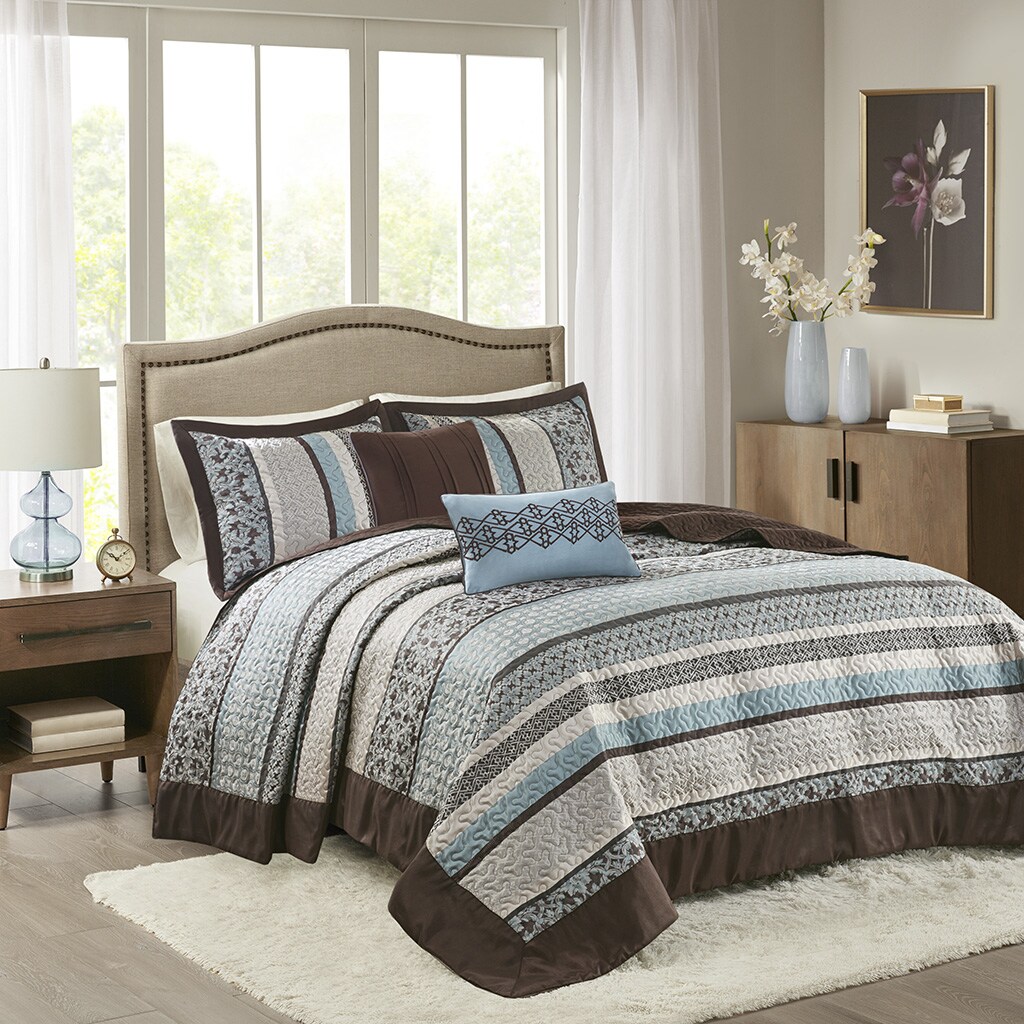 Gracie Mills   5 Piece Reversible Jacquard Bedspread Set